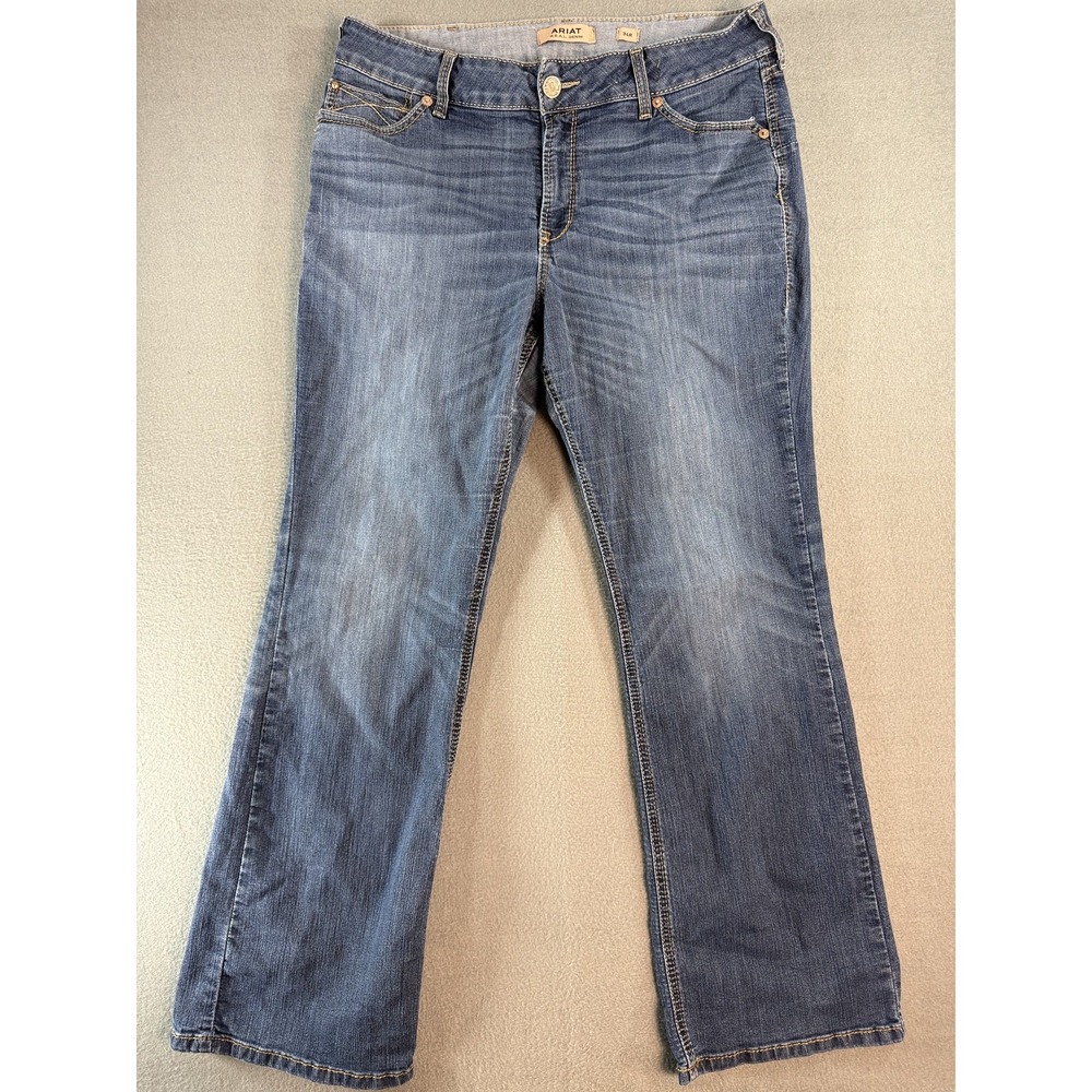 Ariat REAL Jeans Womens 34R Medium Wash Blue Mid Rise Bootcut Denim Casual